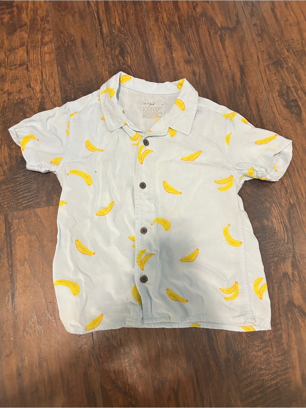 Light Blue Banana Print Button-Up Shirt and black shein t shirt